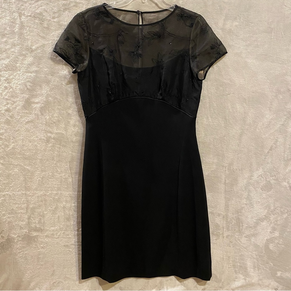 Talbots Dress Womens 8 Black Shimmer Evening Formal Cocktail Holiday Rhinestones